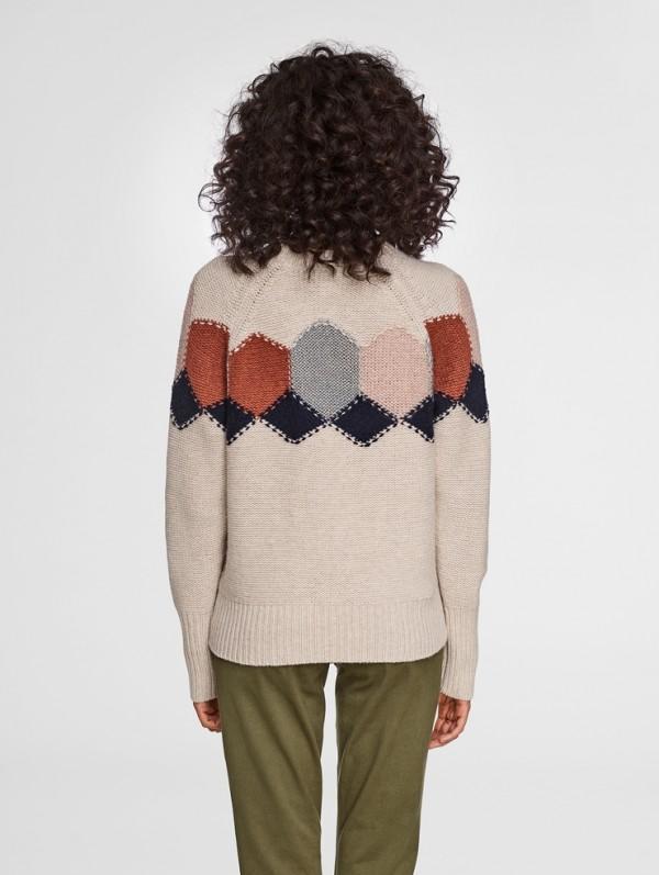 White + Warren - Diamond Intarsia Crew Buff Multi