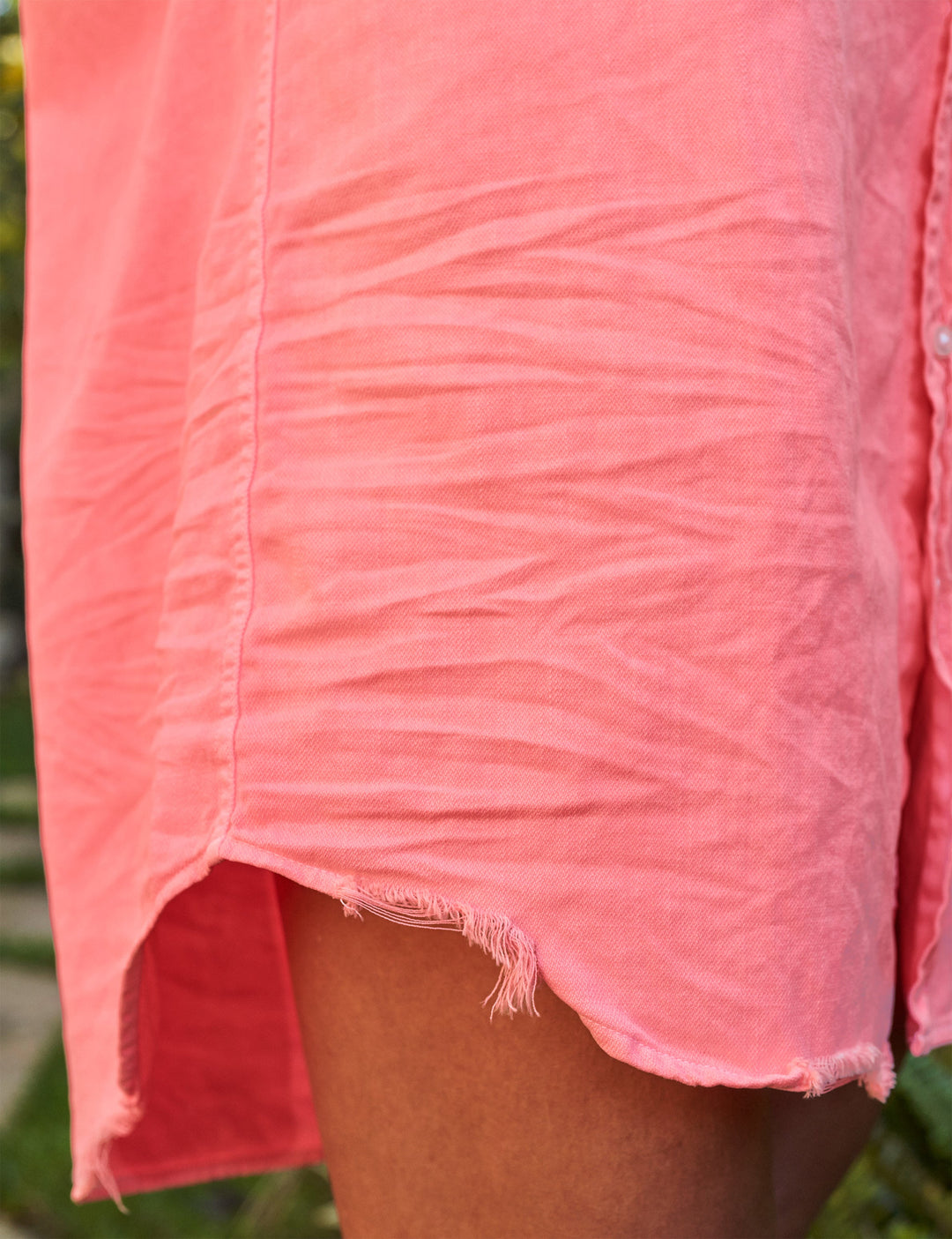 Frank & Eileen - Mary Woven Button Up Dress in Neon Strawberry