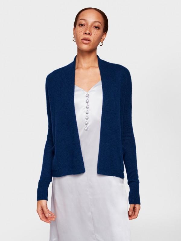 White + Warren - Pocket Open Cardigan Deep Teal Heather