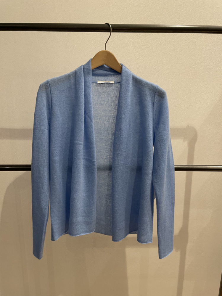 White + Warren - Cashmere Mini Trapeze Cardigan in Blue Breeze