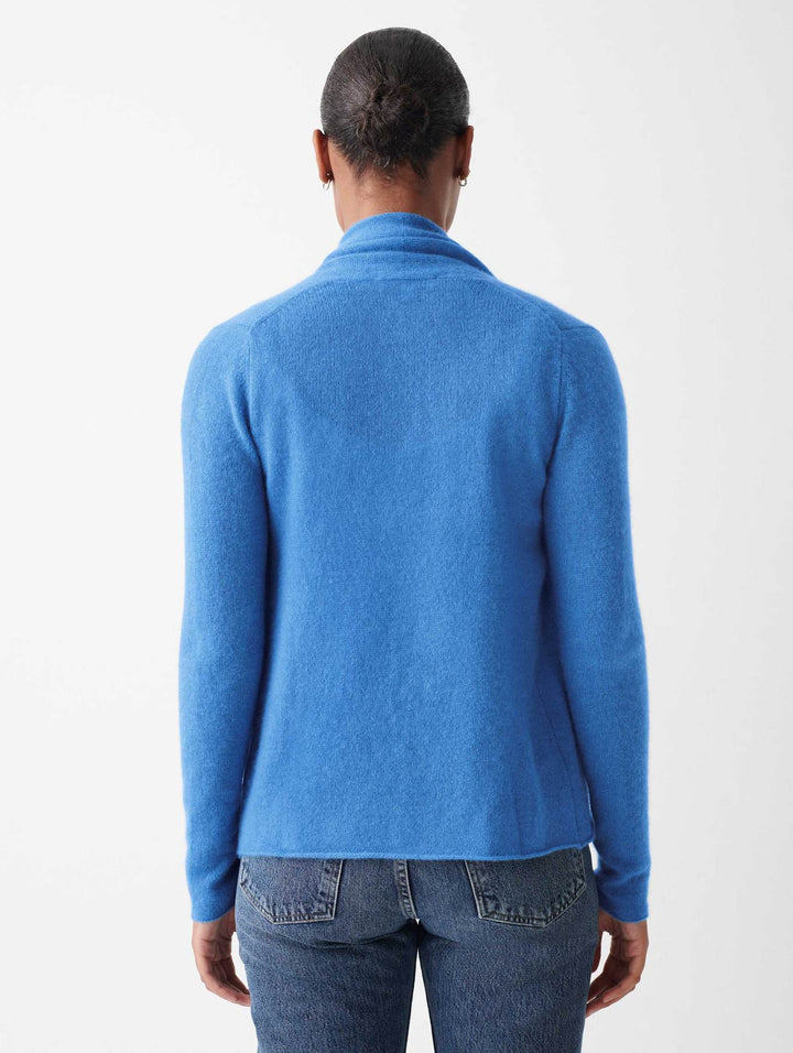 White + Warren - Cashmere Mini Trapeze Cardigan in Celestial Blue