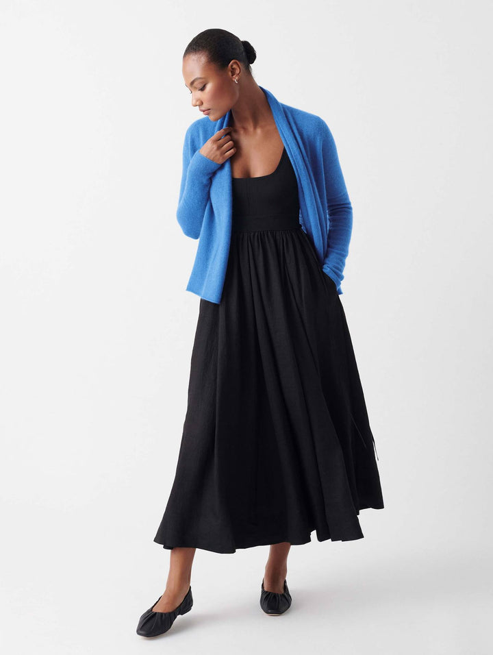 White + Warren - Cashmere Mini Trapeze Cardigan in Celestial Blue