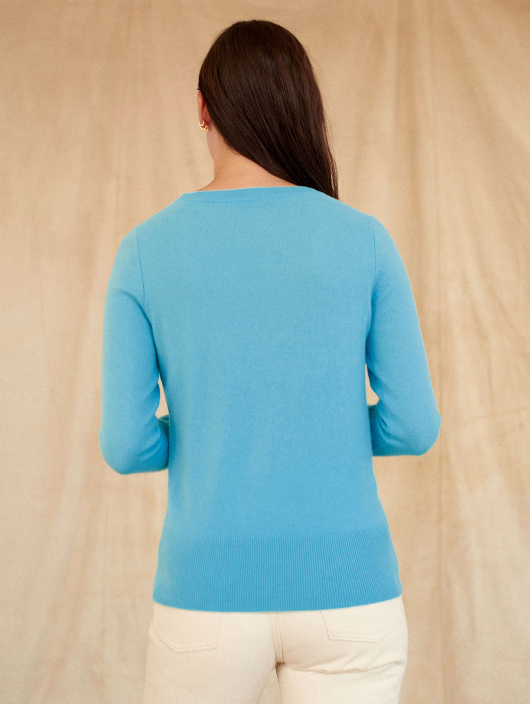 White + Warren - Cashmere Long Sleeve Crew Neck Sweater in Reflection Blue