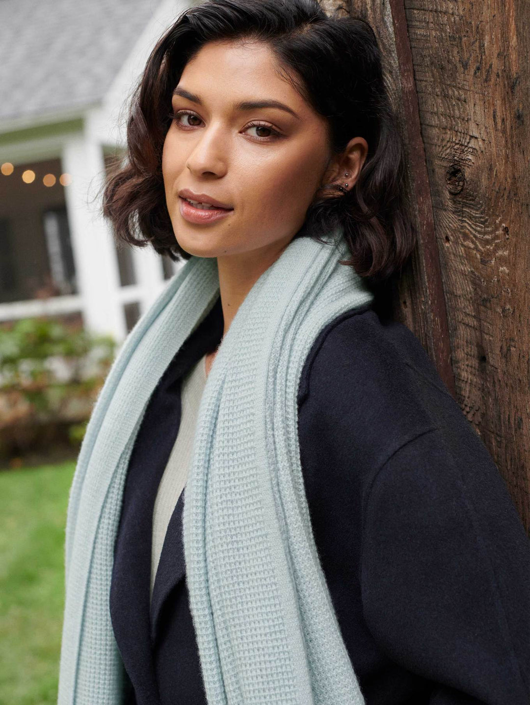 White + Warren - Cashmere Thermal Wrap in Daylight Blue