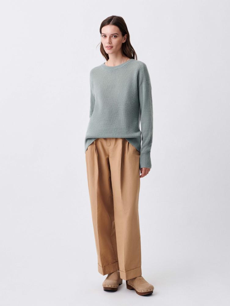White + Warren - Cashmere Waffle Sweatshirt in Washed Sage