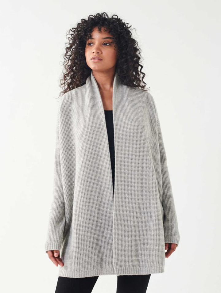 White + Warren - Cashmere Blend Waffle Coatigan in Fog Grey Heather