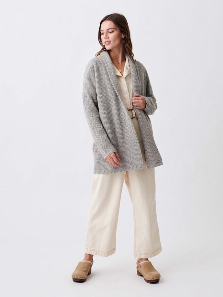 White + Warren - Cashmere Blend Waffle Coatigan in Fog Grey Heather