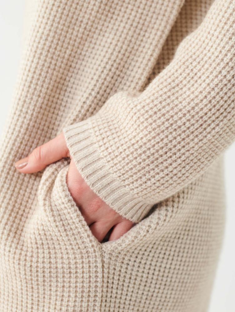White + Warren - Cashmere Blend Waffle Coatigan in Sand Heather