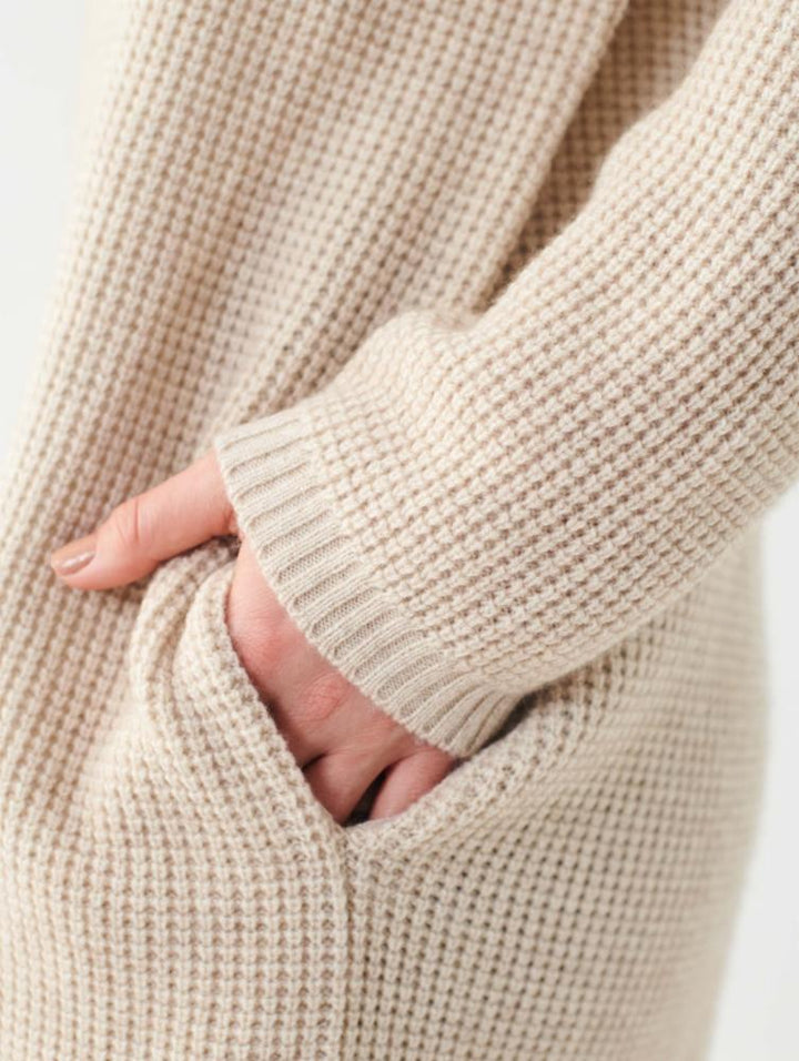 White + Warren - Cashmere Blend Waffle Coatigan in Sand Heather