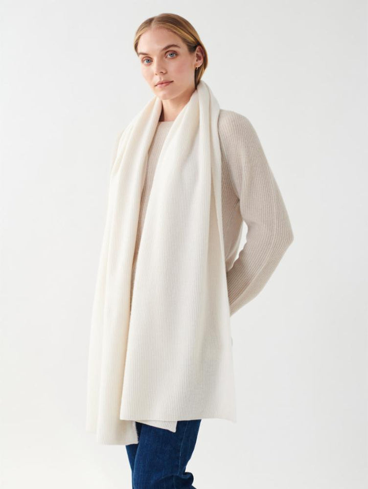 White + Warren - Cashmere Full Cardigan Scarf in Soft White