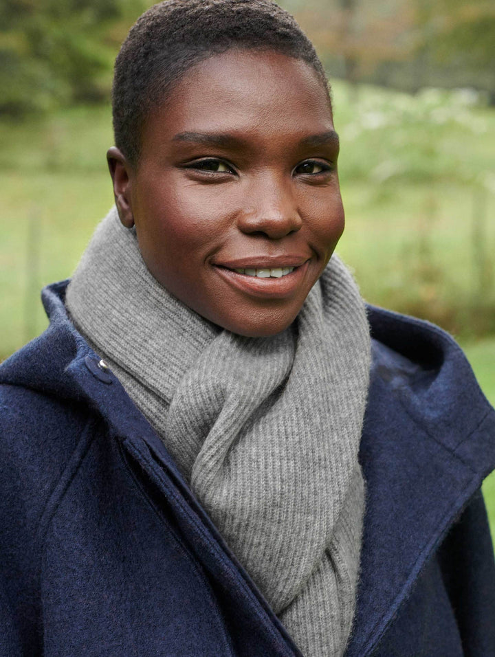 White + Warren - Cashmere Full Cardigan Scarf in Grey Heather