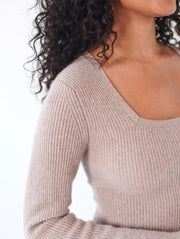 White + Warren - Cashmere Square Neck Sweater in Oak Heather