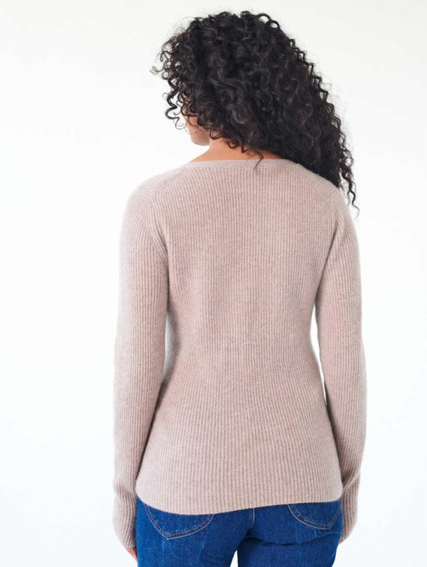 White + Warren - Cashmere Square Neck Sweater in Oak Heather