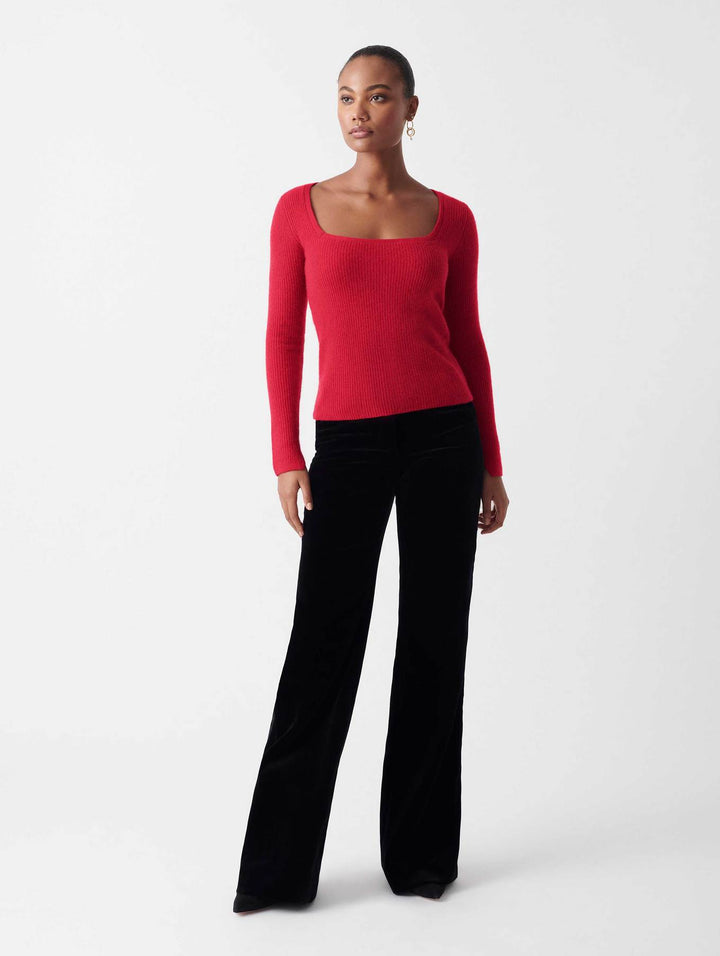 White + Warren - Cashmere Square Neck Sweater in True Red
