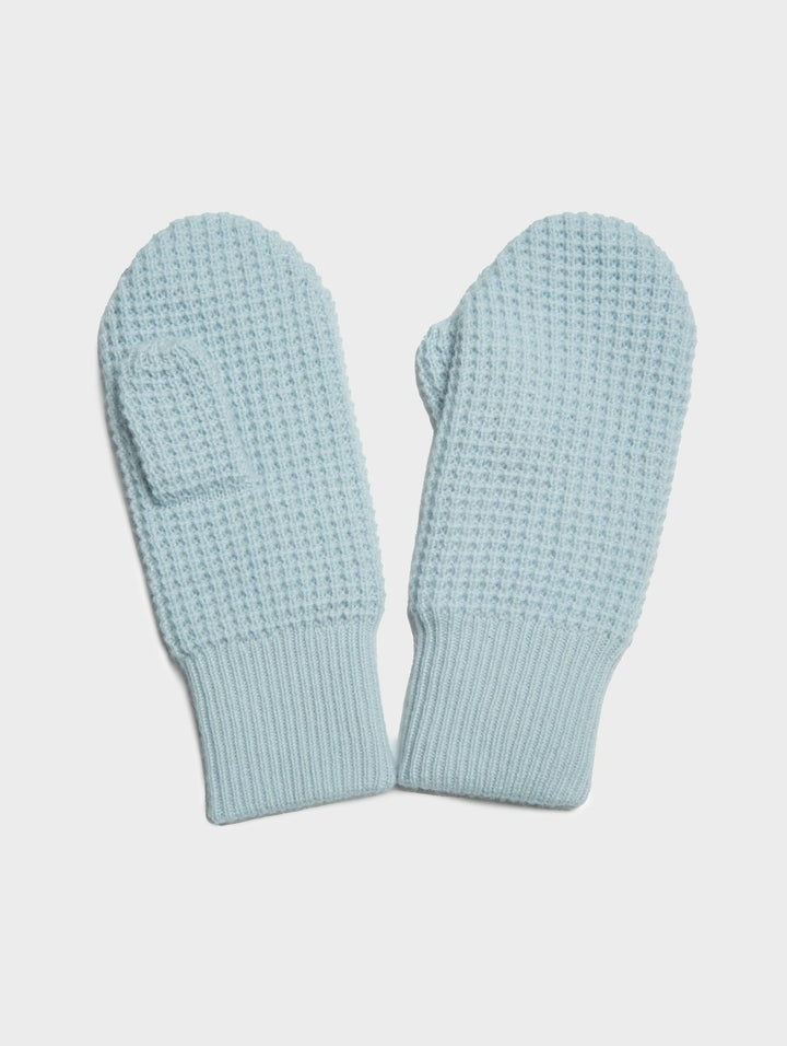 White + Warren - Cashmere Thermal Mittens in Daylight Blue