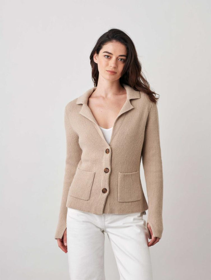 White + Warren - Sustainable Cotton Knit Blazer in Sand