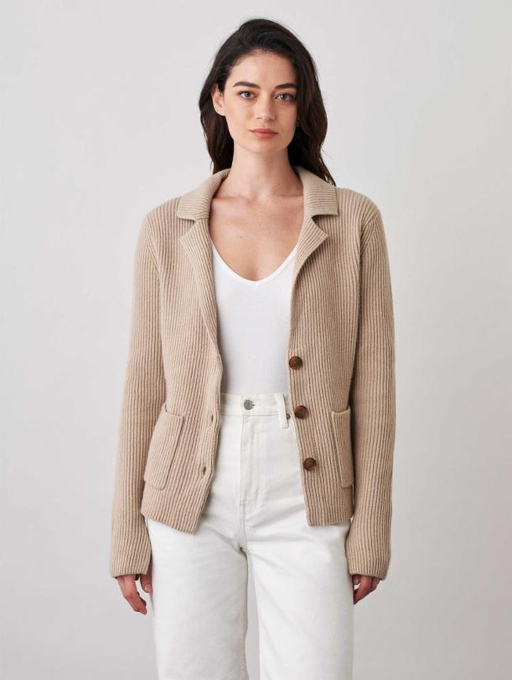 White + Warren - Sustainable Cotton Knit Blazer in Sand