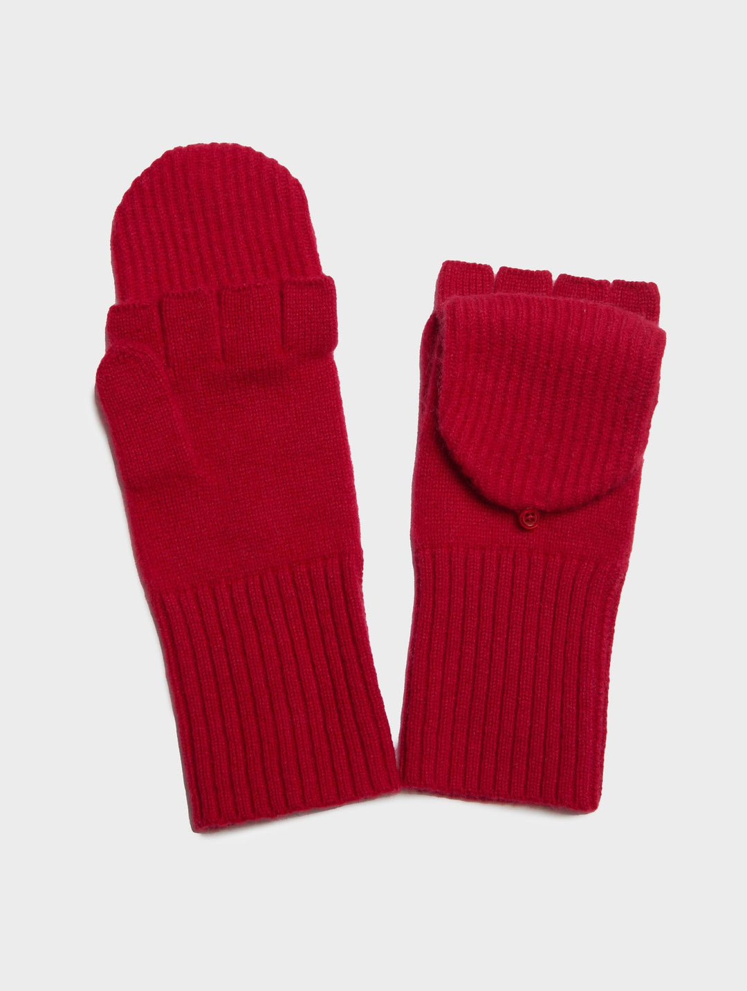White + Warren - Cashmere Ribbed Pop Top Gloves in True Red