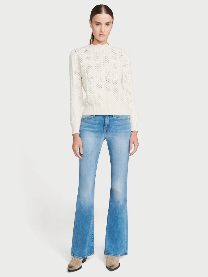 Frame - Pointelle Petal Sweater in Off White