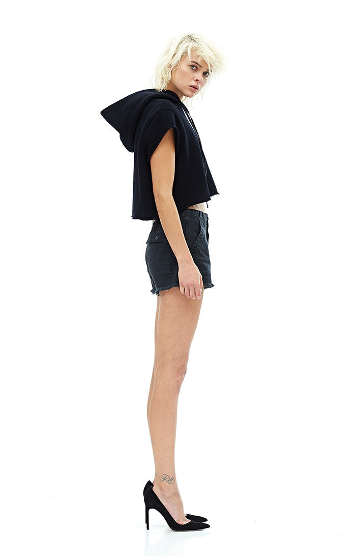 HUDSON - Mika H R Military Short Raw Hem Blackened Charcoal