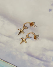LUV AJ - Mini Cross Hoops in Gold