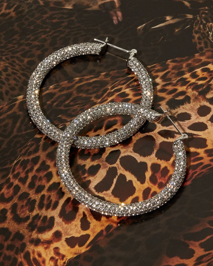 LUV AJ - Pave Amalfi Hoops in Silver