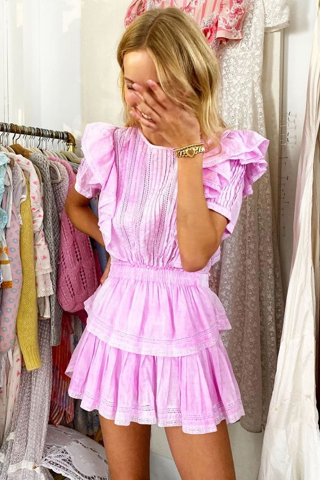 Love Shack Fancy - Natasha Dress in Peony Pink Love Shack Fancy - Natasha Dress in Peony Pink