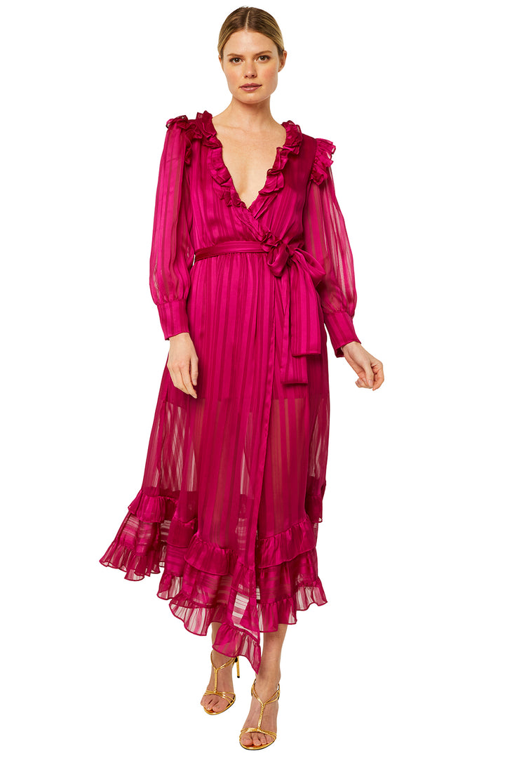 Misa - Gabriela Dress in Solid Stripe Fucshia