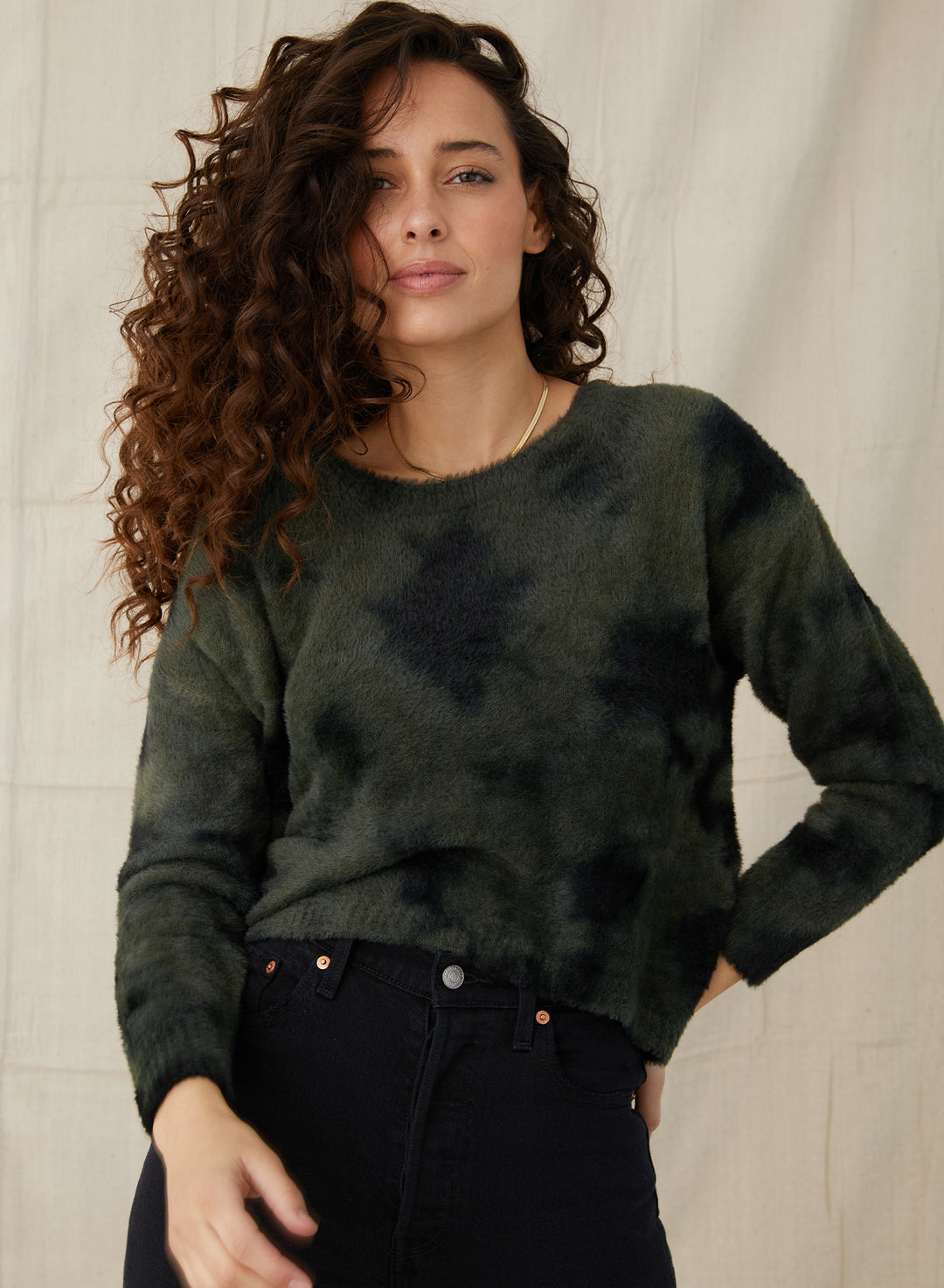 Bella Dahl - Slouchy Sweater in Ivy Cloud Dye