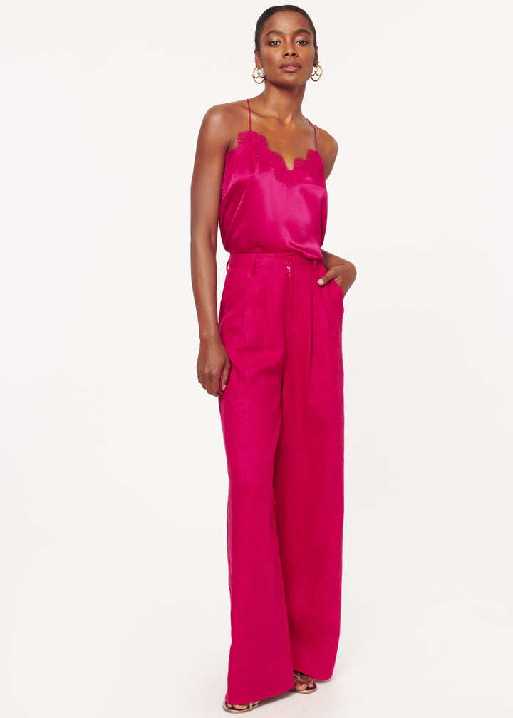 Cami NYC - Racer Charmeuse Cami in Raspberry