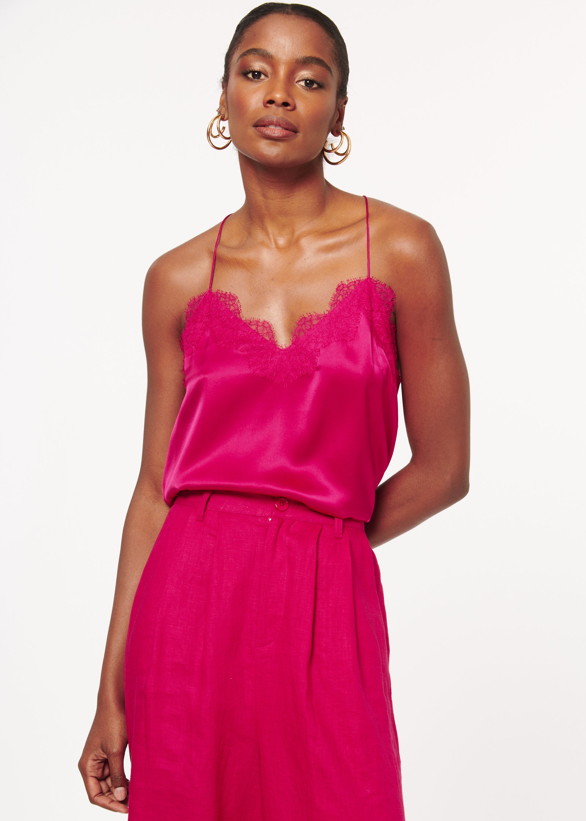 Cami NYC - Racer Charmeuse Cami in Raspberry – Blond Genius