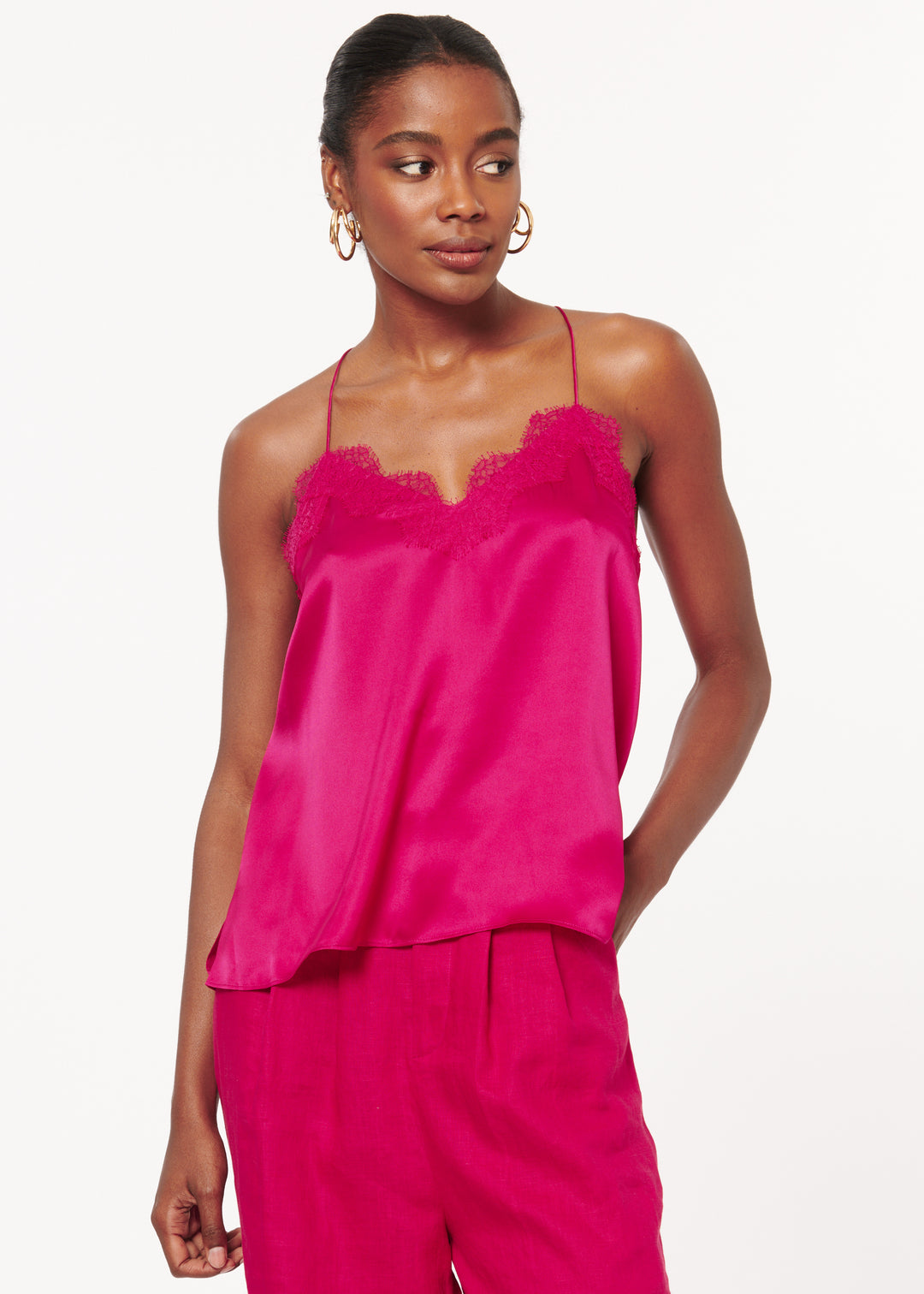 Cami NYC - Racer Charmeuse Cami in Raspberry