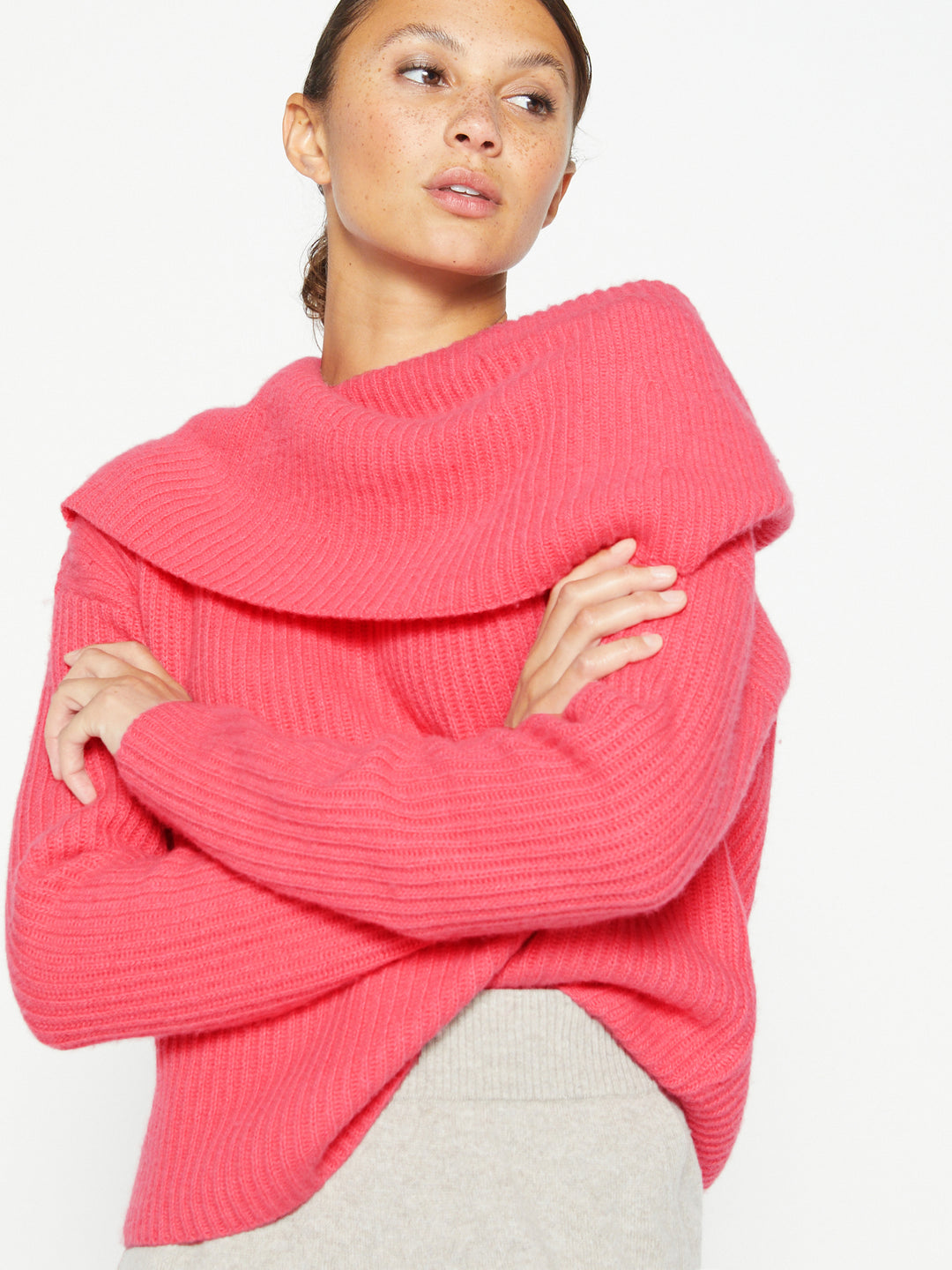 Brochu Walker - Riser Reversible Off Shoulder in Nuevo Pink Clothing - Sweaters