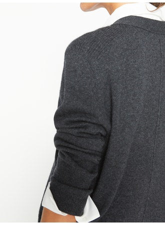 Brochu Walker - Callie Layered Looker Cardigan in Dark Charcoal Melange w/ White Underlayer