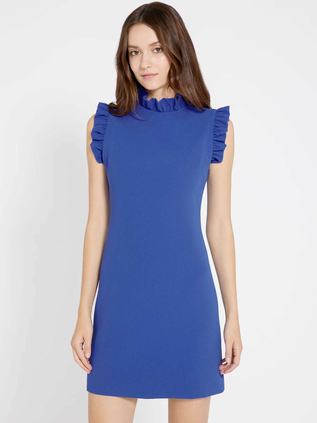 Alice + Olivia - Elsa Ruffle Collar A Line Dress in Ultramarine