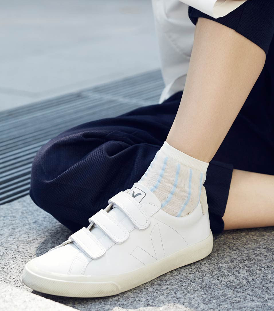 Veja Sneakers - 3 Lock Leather Sneakers in Extra White – Blond Genius