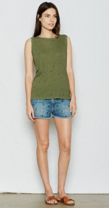 Current/Elliott The Muscle Tee Army Green Falling at Blond Genius - 1