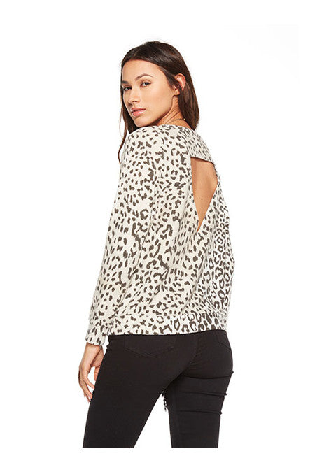 Chaser Chaser - Love Knit Triangle Open Back Long Sleeve Pullover Animal at Blond Genius - 2