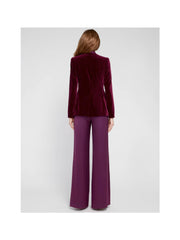 Alice + Olivia - Macey Fitted Strong Shoulder Velvet Blazer in Merlot