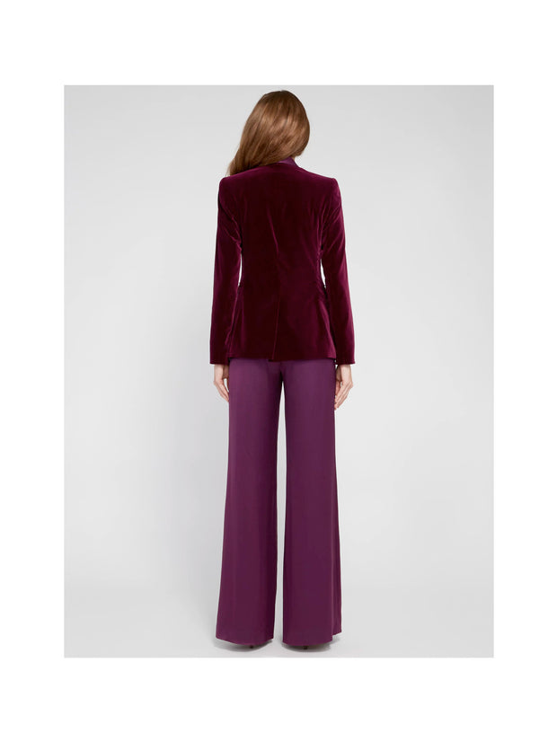 Alice + Olivia - Macey Fitted Strong Shoulder Velvet Blazer in Merlot