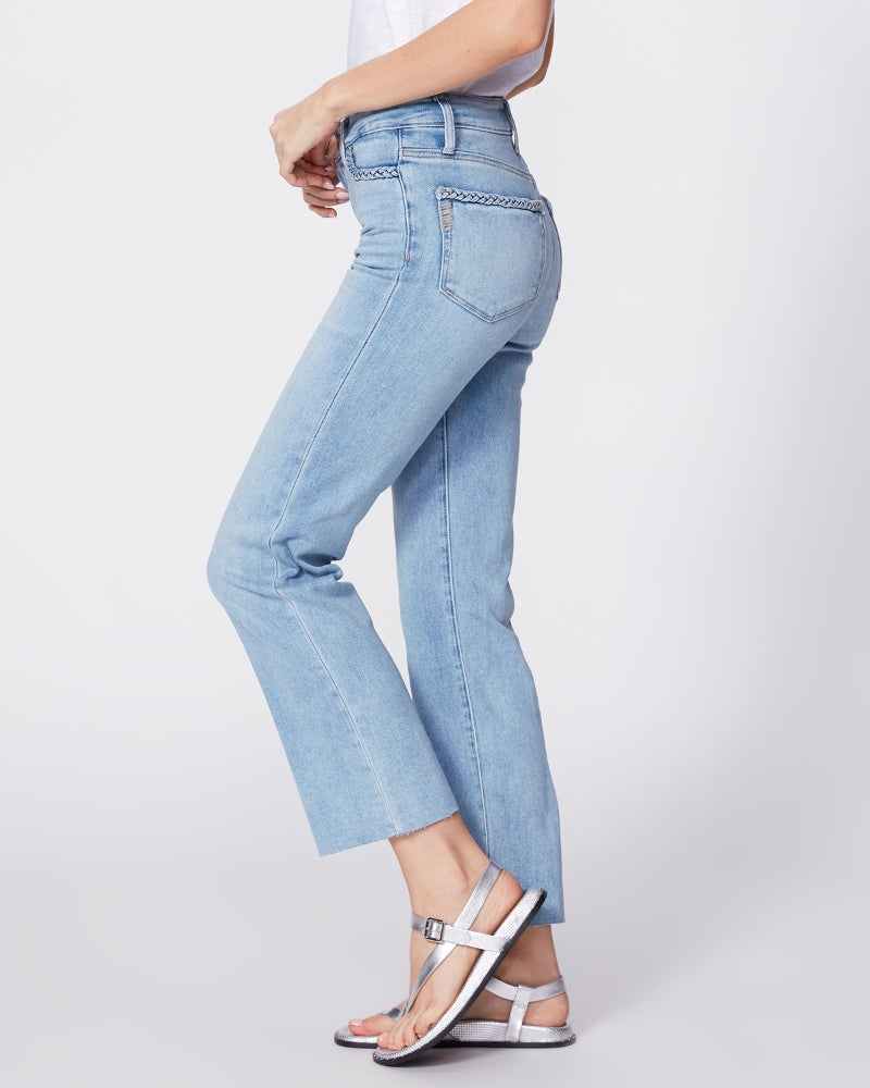 Paige Denim - Atley Ankle Flare Jeans w/ Braided Details + Raw Hem in Joannis