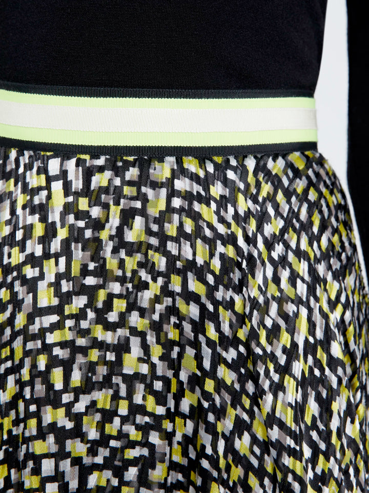 Alice + Olivia - Tarina Handkerchief Midi Skirt in Neon Yellow/Multi