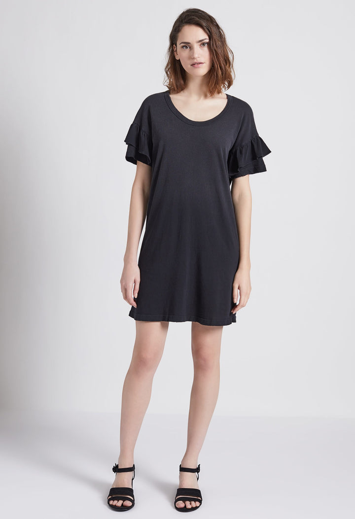 Current Elliott - Ruffle Roadie Dress Washed Black