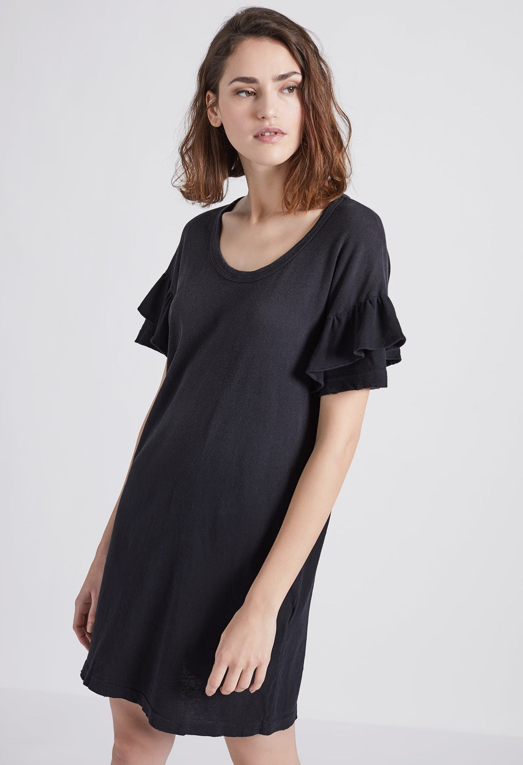 Current Elliott - Ruffle Roadie Dress Washed Black