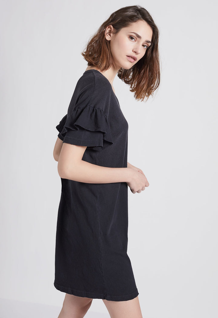 Current Elliott - Ruffle Roadie Dress Washed Black