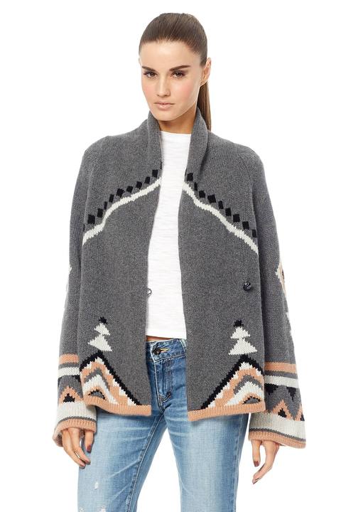 360 Sweater - Koko Cashmere Cardigan in Charcoal/Multi