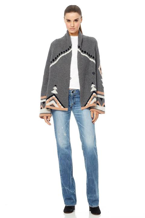 360 Sweater - Koko Cashmere Cardigan in Charcoal/Multi