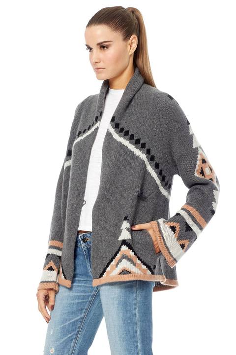 360 Sweater - Koko Cashmere Cardigan in Charcoal/Multi