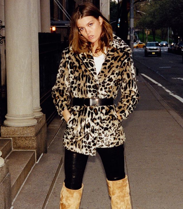 FRAME- Cheetah Faux Fur Coat Multi Tan