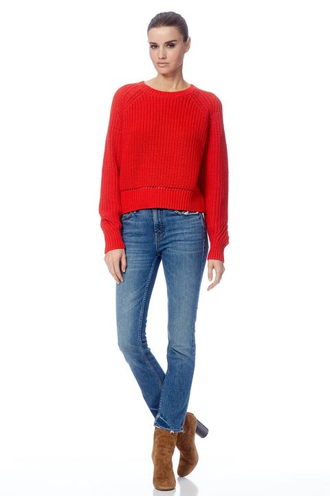360 Sweater - Zoey Cropped Sweater Jaffa Red